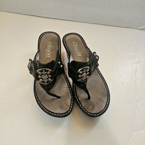 Alegria Lola 211 Platform Sandals Leather Thongs shoes sz 38/ US 7